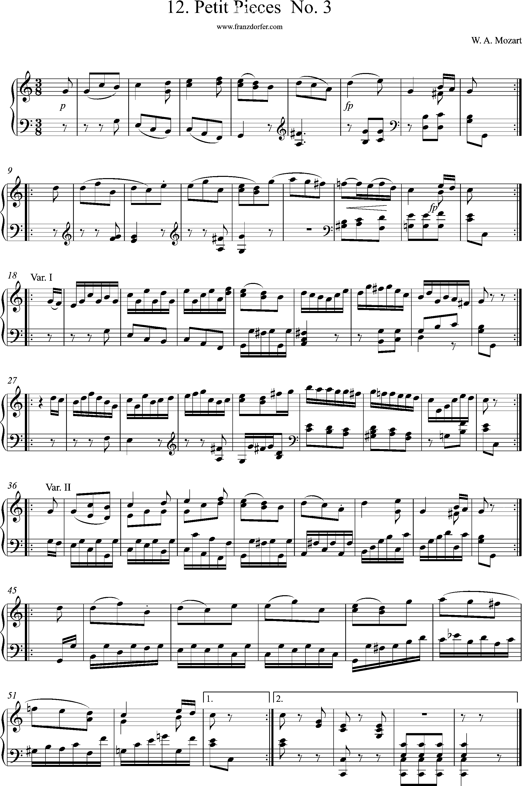 klaviernoten, Mozart, C-Dur